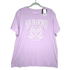 Grayson Threads San Francisco Tennis Graphic T-Shirt Size 1X Purple Lounge Tee